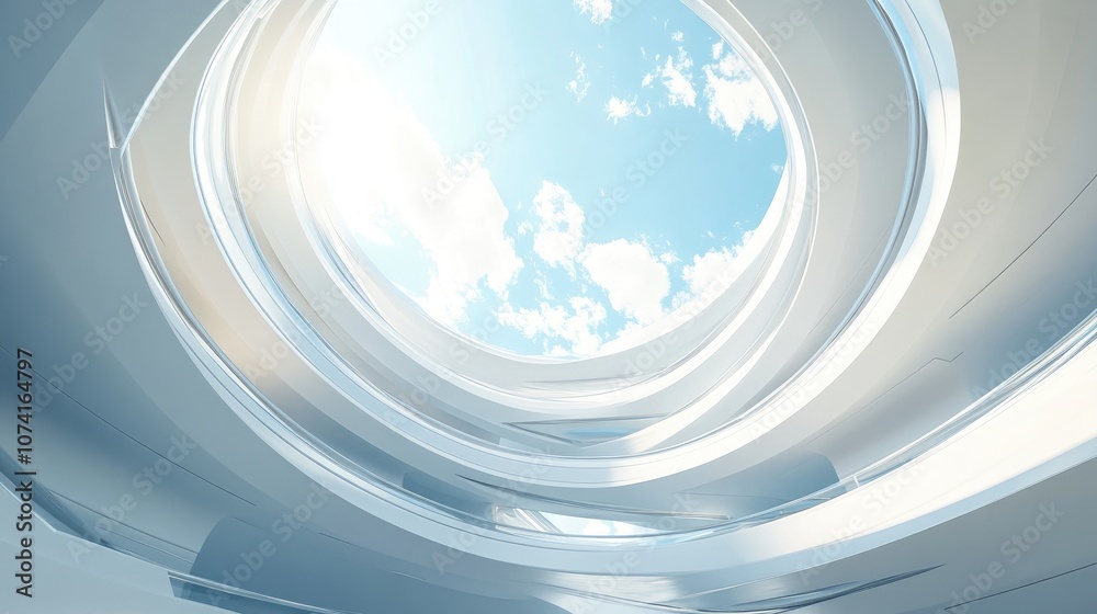 Poster abstract circular background featuring white architecture 3d rendering of modern architectural desig