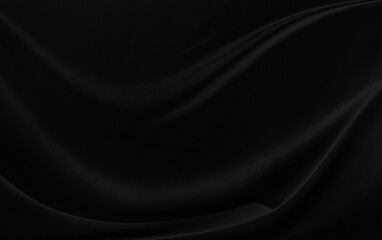 Black gray satin dark fabric texture luxurious shiny that is abstract silk cloth background with patterns soft waves blur beautiful.