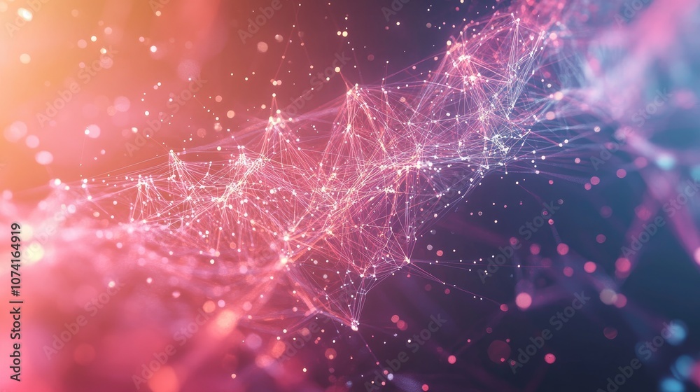 Aufkleber Abstract background featuring a plexus design with interconnected dots and lines representing a digital network and communication technology concept