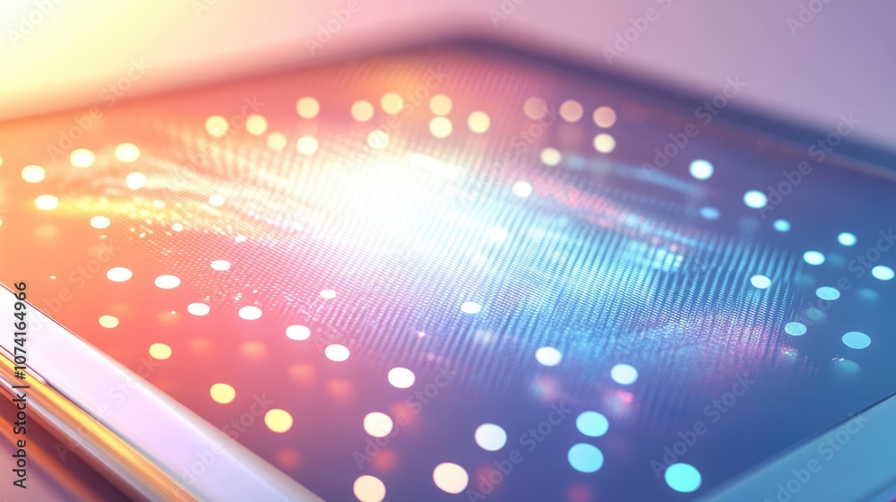 Poster close up of a tablet displaying the term edge computing representing a concept of innovative technol