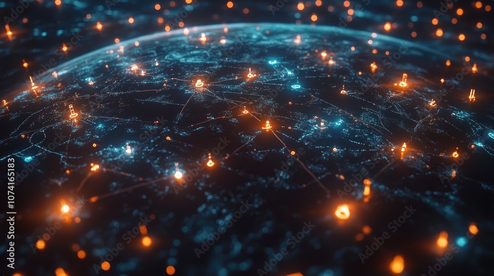 Poster global communication technology featuring interconnected networks international telecommunication an