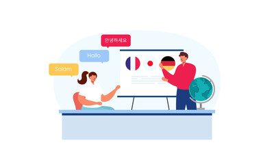 Language courses concept in flat design