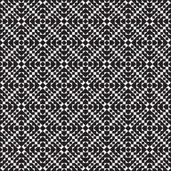 Seamless monochrome vector textures, black and white abstract geometric patterns with triangle, square and circle shapes. Design element for textile, print, fabric.