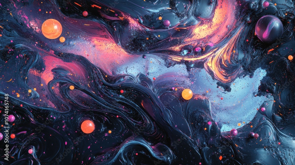 Poster abstract background featuring a 3d cartoon rendering with hand painted textures watercolor elements 