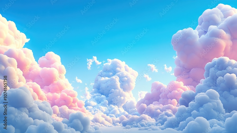 Aufkleber beautiful abstract clouds in a 3d cartoon rendering