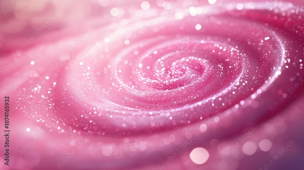 Aufkleber beautiful abstract pink shiny background with a 3d cartoon rendering of a spiral galaxy and glitter