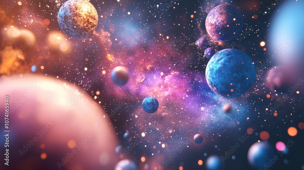 Aufkleber abstract backdrop in 3d cartoon rendering of space