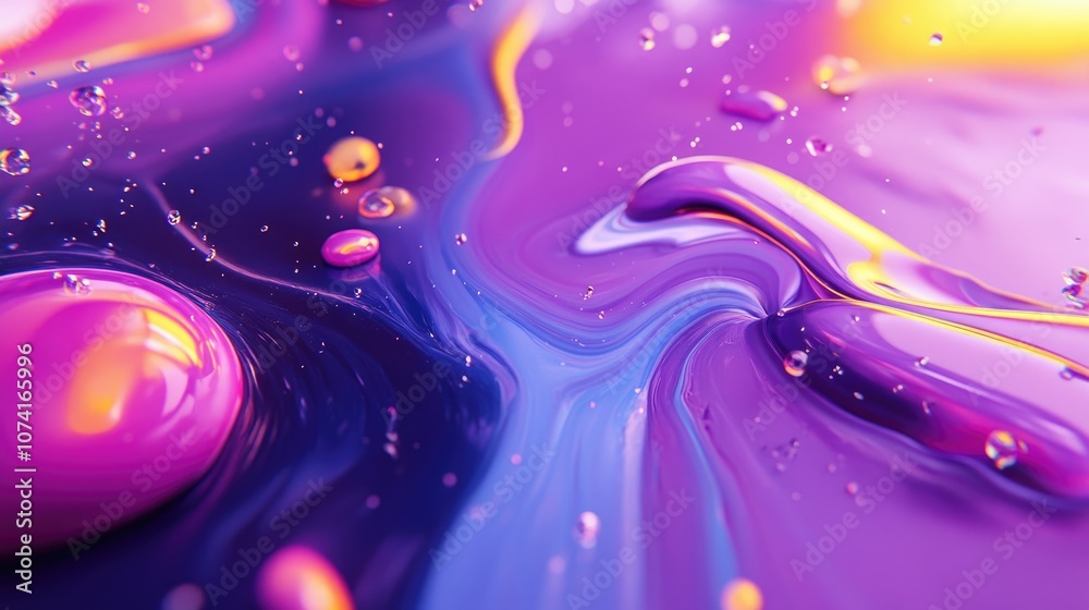 Poster Macro abstract texture background created with 3D cartoon rendering technique featuring acrylic colors in water and oil