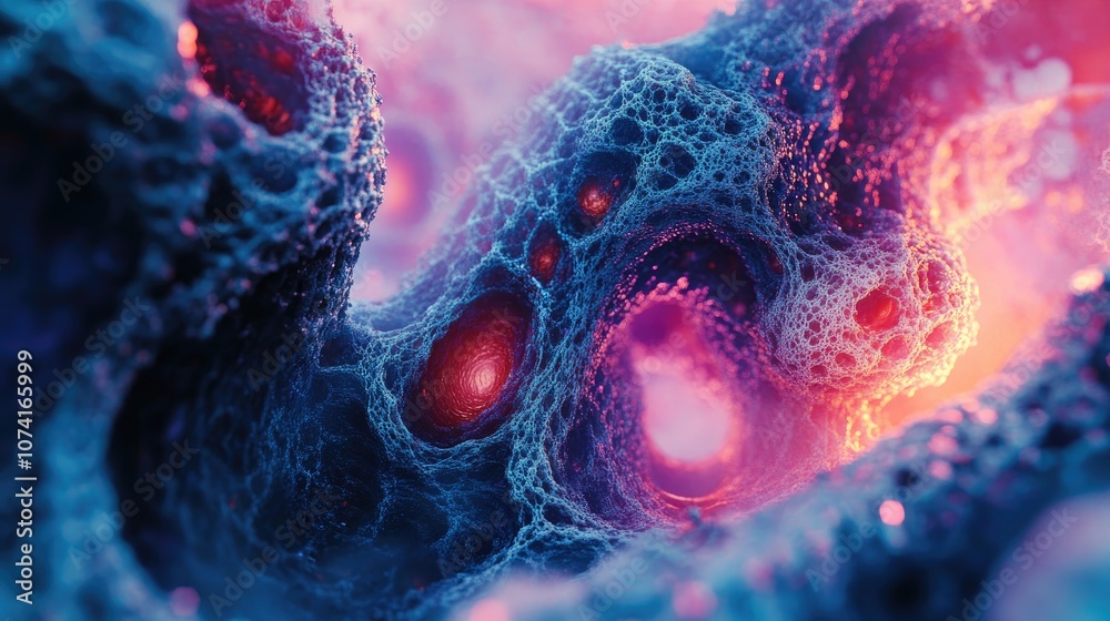 Poster Abstract fractal patterns and shapes in a 3D cartoon rendering Infinite universe