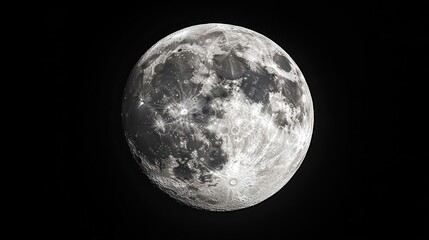 Fototapeta premium Full moon on a black background in 3D cartoon rendering