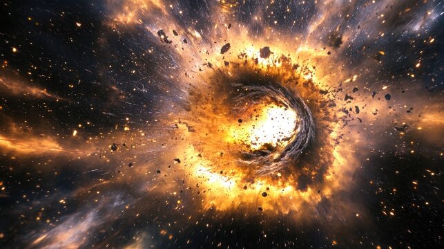 Stellar chaos depicted in a 3D cartoon rendering