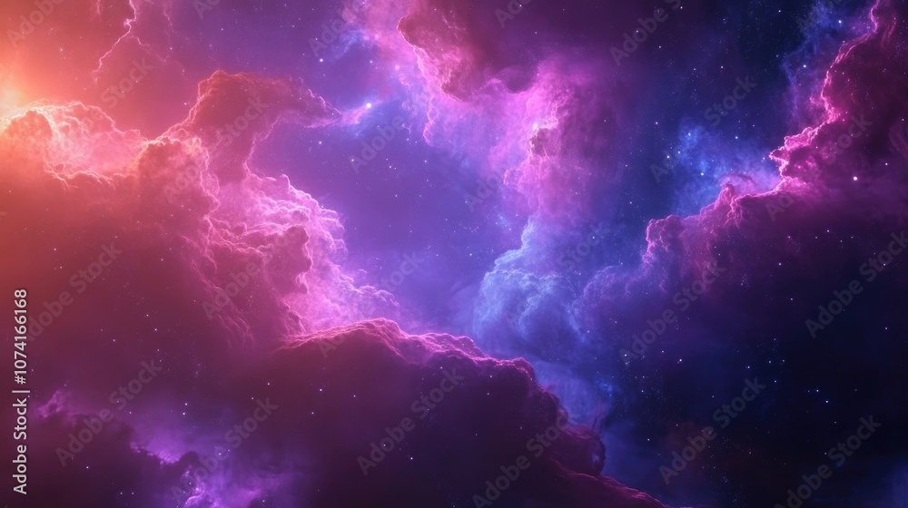 Poster Fractal nebula background in 3D cartoon rendering