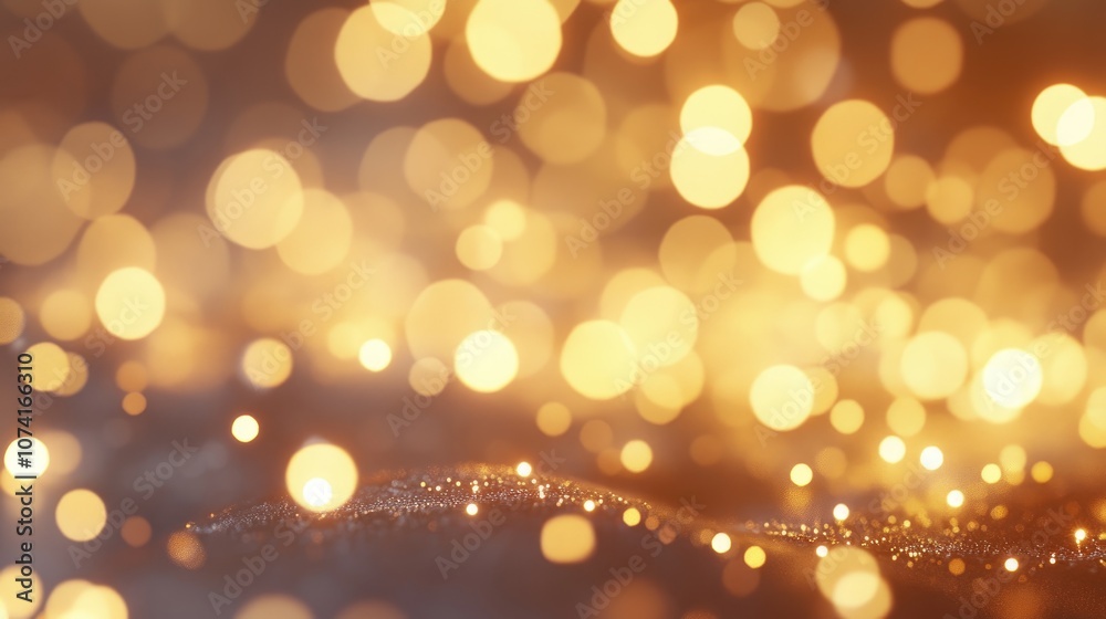 Poster Abstract light bokeh background with 3D cartoon rendering of defocused light dots