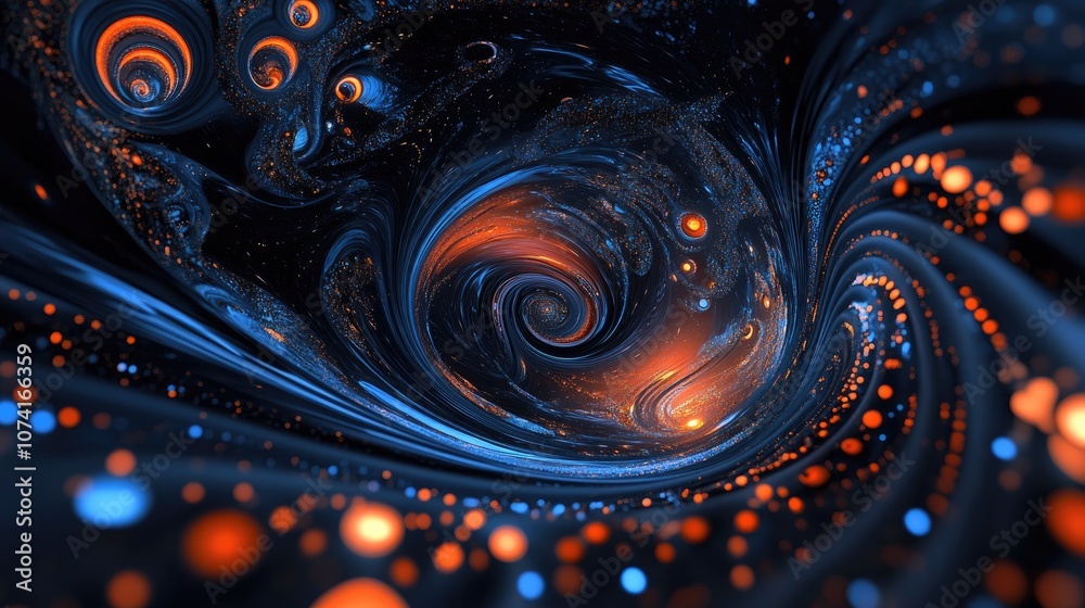 Aufkleber 3D cartoon rendering featuring fractal elements complementing the theme of astronomy technology physics and space science from the Algorithmic Cosmos series