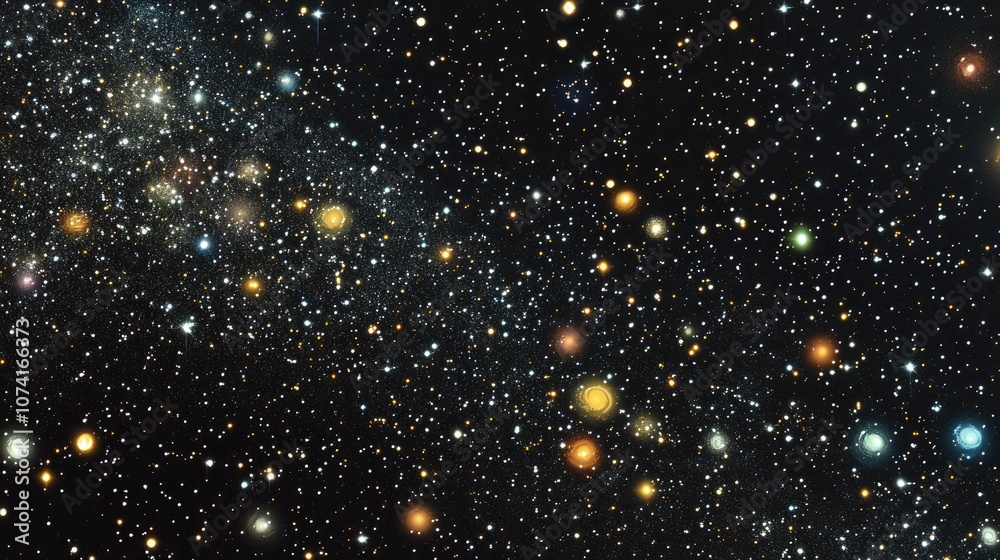 Aufkleber Colorful starry night sky outer space background featuring high definition star field texture in deep space 3D cartoon rendering of a starry outer space scene