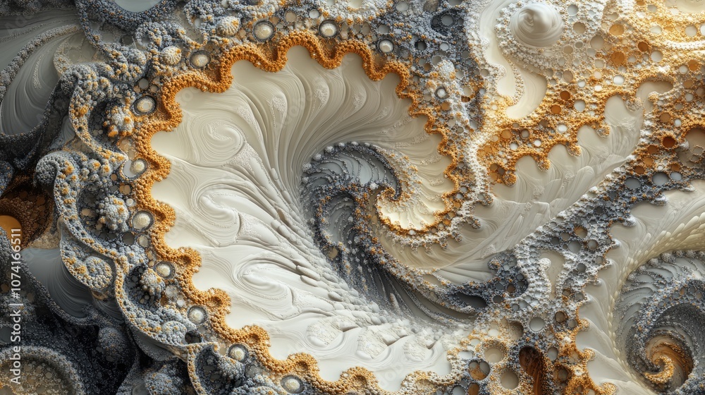 Poster Abstract fractal background illustrations featuring textured chaos ornament in a 3D cartoon rendering style