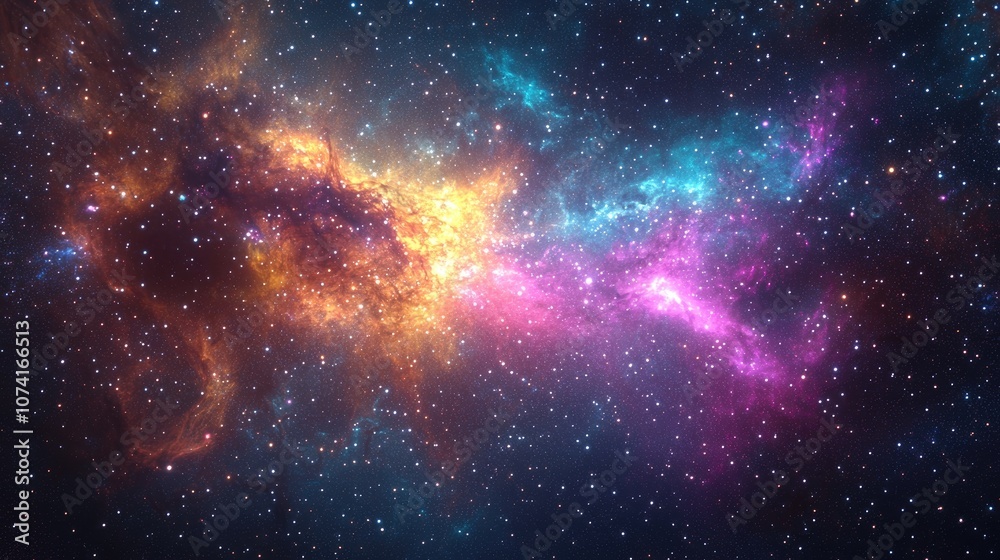 Poster colorful deep space in a 3d cartoon rendering futuristic abstract universe background