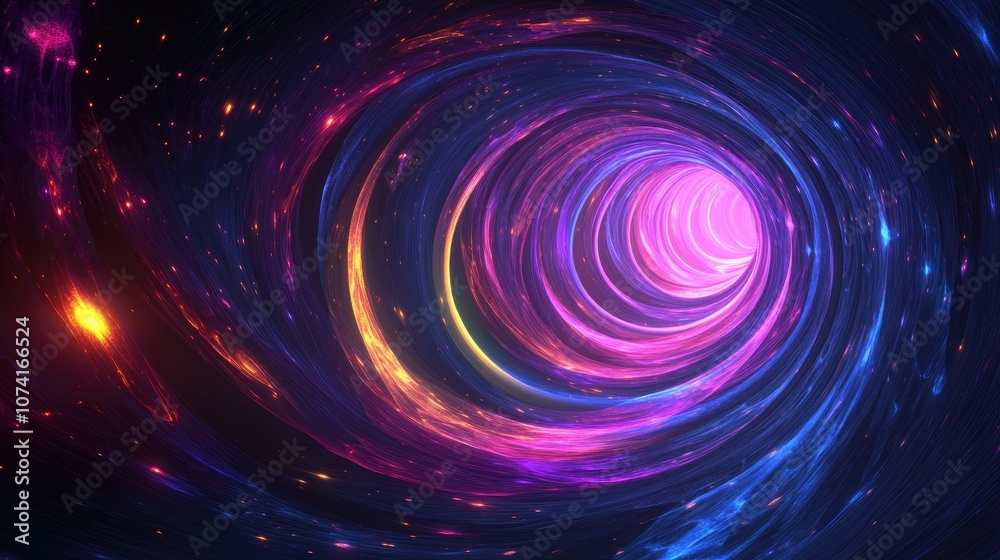 Poster Cartoon rendering in 3D of an abstract space background featuring mystical light for design purposes