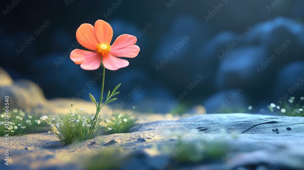 Poster cosmos a quintessential autumn flower depicted in a 3d cartoon rendering