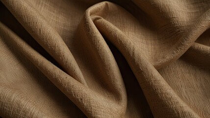 The soft brown fabric is elegantly draped displaying its rich texture and quality under gentle natural light perfect for crafting and design projects
