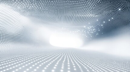 White abstract background with a high tech network featuring a cyberspace grid and a starry outer space texture in a 3D cartoon rendering