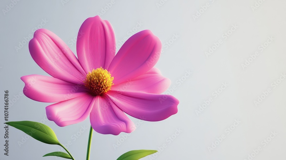 Poster cartoon rendering in 3d of a cosmos flower with a white background