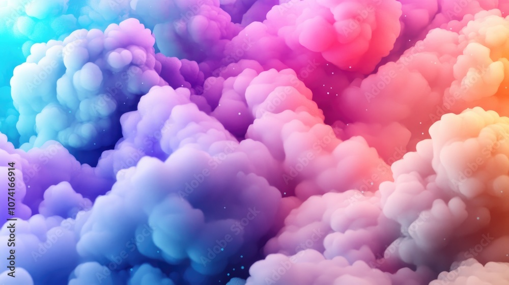Aufkleber clouds of mist on vibrant colorful backgrounds in 3d cartoon rendering