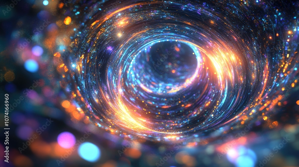 Fototapete abstract ring background featuring a luminous swirling backdrop in a 3d cartoon rendering a glowing 