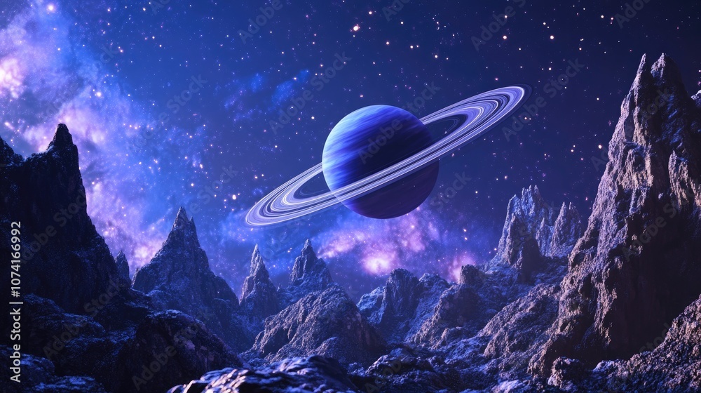 Poster alien planet in space 3d cartoon rendering