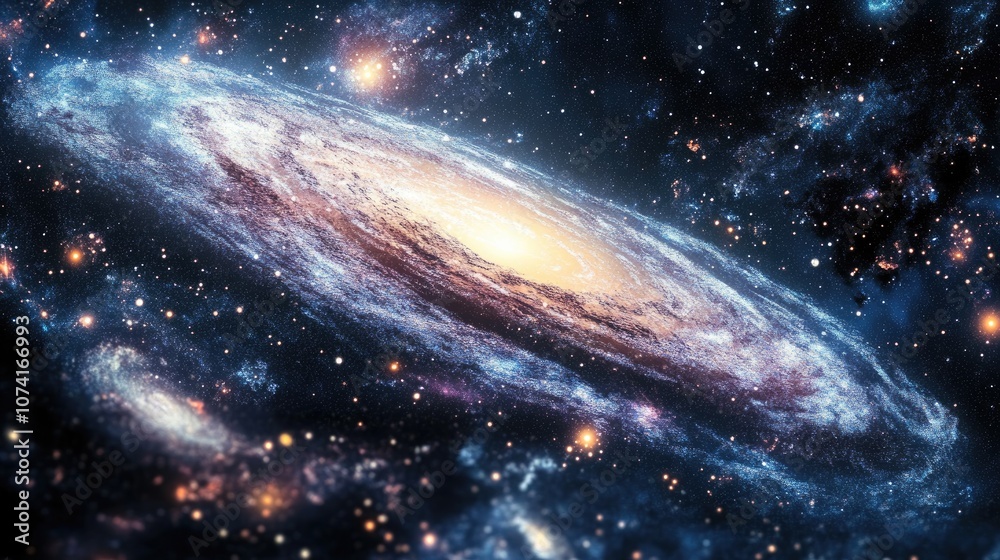 Poster 3d cartoon depiction of a beautiful galaxy space with a dark background filled with stars artwork of