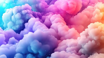 Obraz premium Clouds of mist on vibrant colorful backgrounds in 3D cartoon rendering