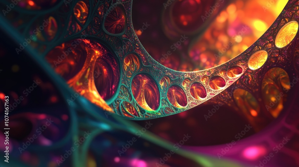 Poster Abstract fractal fantasy design background in a 3D cartoon rendering
