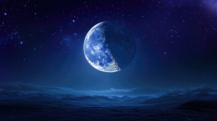 Half Moon Background in 3D Cartoon Style Realistic moon The Moon is Earth s only permanent natural satellite