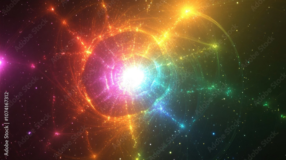 Fototapete colorful glowing space mandala a computer generated abstract background in 3d cartoon rendering