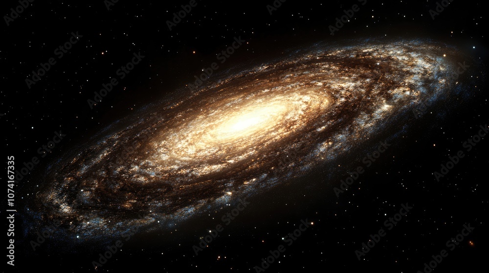 Aufkleber 3D cartoon rendering of a large spiral galaxy resembling the Triangulum Galaxy based on a real astronomical image captured with a telescope