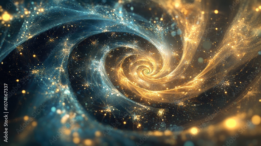 Poster Galaxy fractal in a 3D cartoon rendering featuring a star explosion and spiral elements