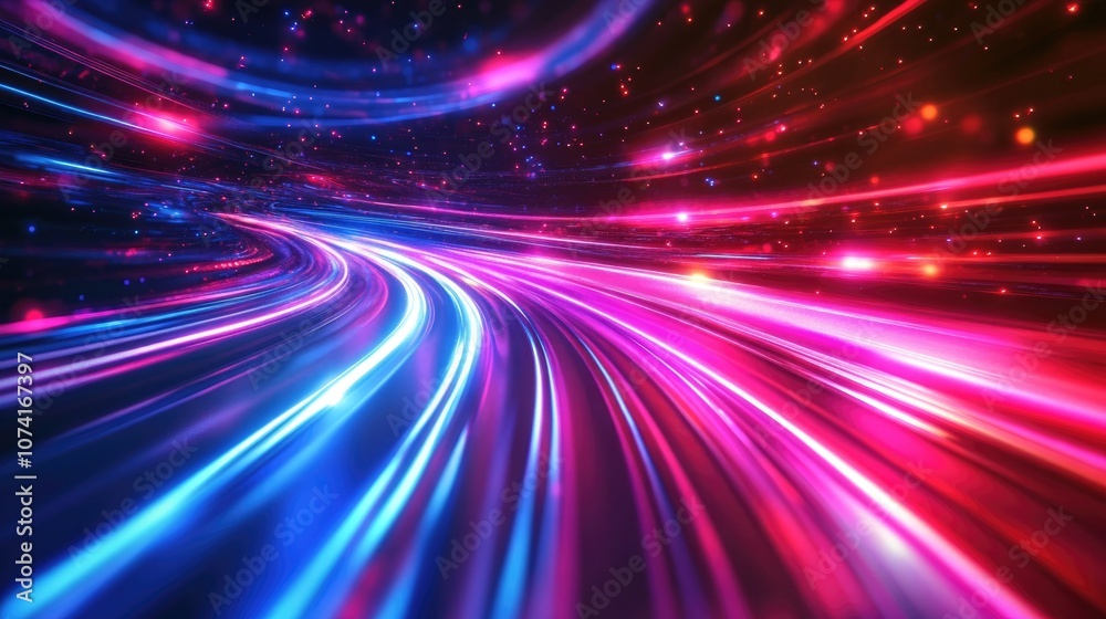 Fototapete Abstract background featuring glowing lines neon lines and laser beams in a futuristic technological style created in 3D cartoon rendering