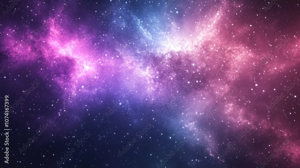 Poster Colorful cosmos featuring a space background with realistic nebula and shining stars including stardust and the Milky Way Magic color galaxy in an infinite universe and starry night 3D rendering