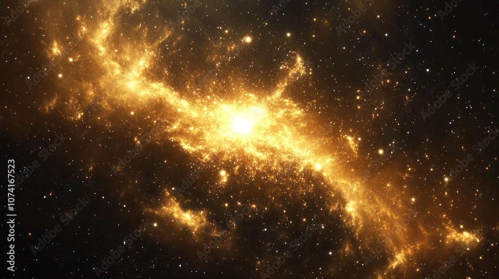 Poster Abstract galaxy background with gas clouds and stars field in deep universe rendered in 3D cartoon style