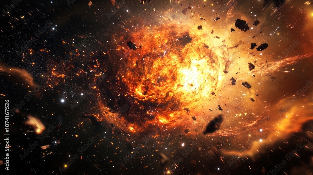 Aufkleber stellar chaos depicted in a 3d cartoon rendering