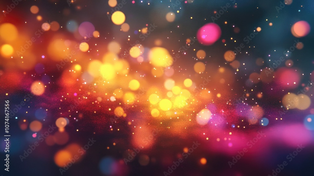 Poster Cosmic space and stars depicted in a 3D cartoon rendering featuring a colorful abstract background with fire effects