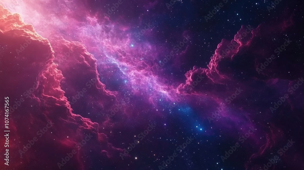 Aufkleber beautiful nebula in outer space rendered in 3d cartoon style