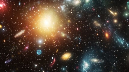 Obraz premium Cartoon style 3D rendering of a universe brimming with stars nebulae and galaxies