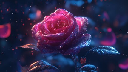 Pinkish Blue Rose Galaxy in a 3D cartoon rendering