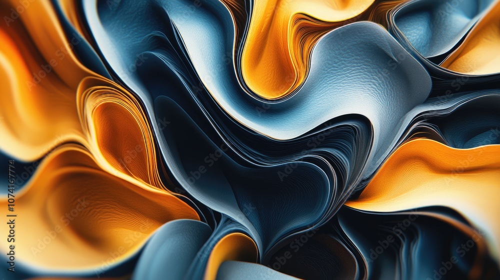 Poster Abstract fractal background illustrations featuring a textured chaos ornament in a 3D cartoon rendering style