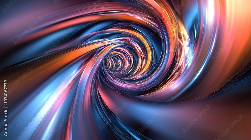 Poster Abstract speed tunnel warp in a 3D cartoon rendering featuring distortion of space and travel through time