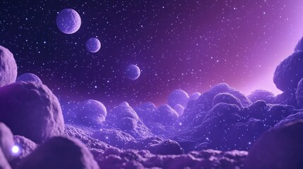 3D cartoon illustration of outer space filled with stars
