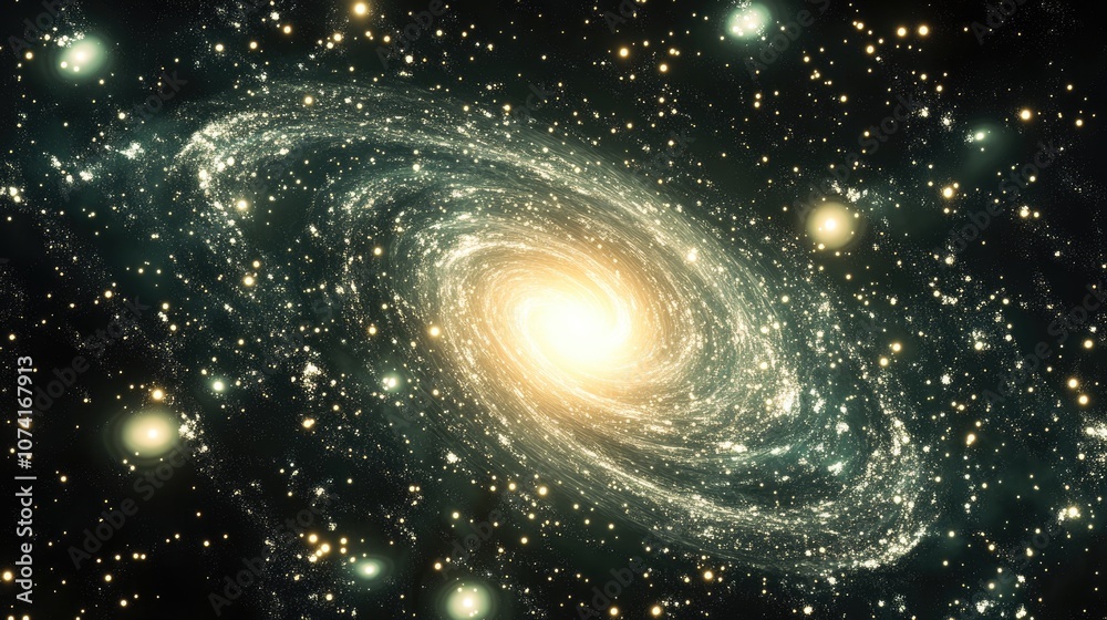 Poster Fractal image of a galaxy or constellation in a 3D cartoon rendering