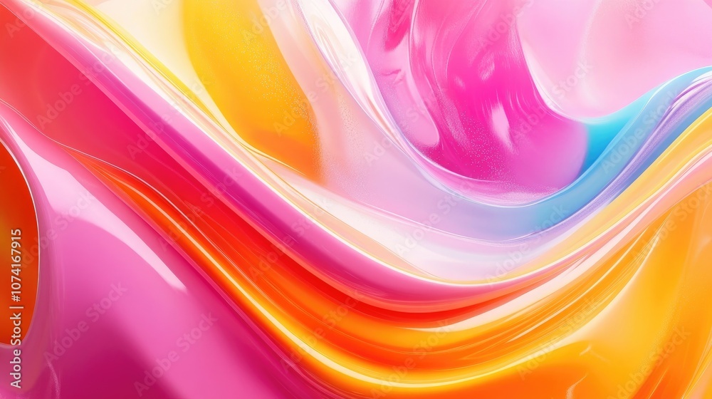 Poster colorful abstract background featuring a 3d cartoon rendering modern graphic art with creative wavy 