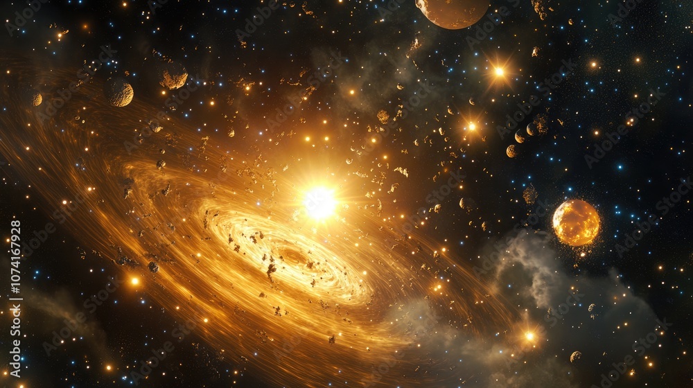 Poster high definition star field background in 3d cartoon rendering